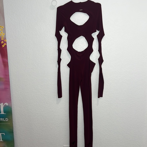 New Norma Kamali Long Sleeve Aztec Catsuit in Plum XS - Picture 5 of 16